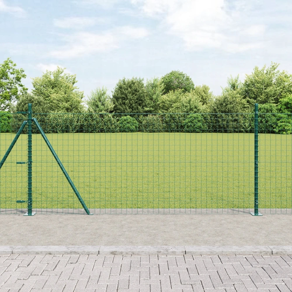 Eurų tvora su betono baze 10 x 0,8 m PVC dengtas plienas Žalia