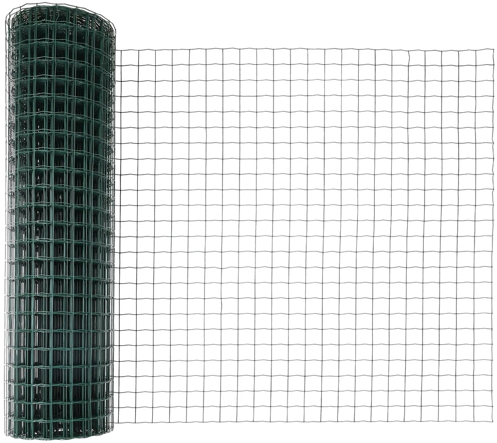 Eurų tvora su betono baze 10 x 0,8 m PVC dengtas plienas Žalia