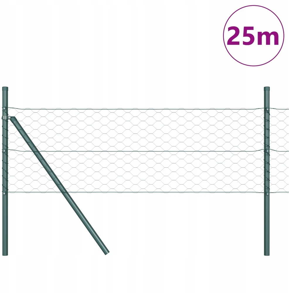 Heksagonalinė tvoros tvirtinimo sistema 25 x 0,8 m Žalia