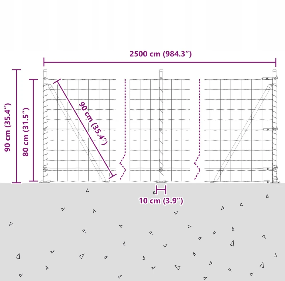 Eurų tvora su betono baze 25 x 0,8 m PVC dengtas plienas Žalia