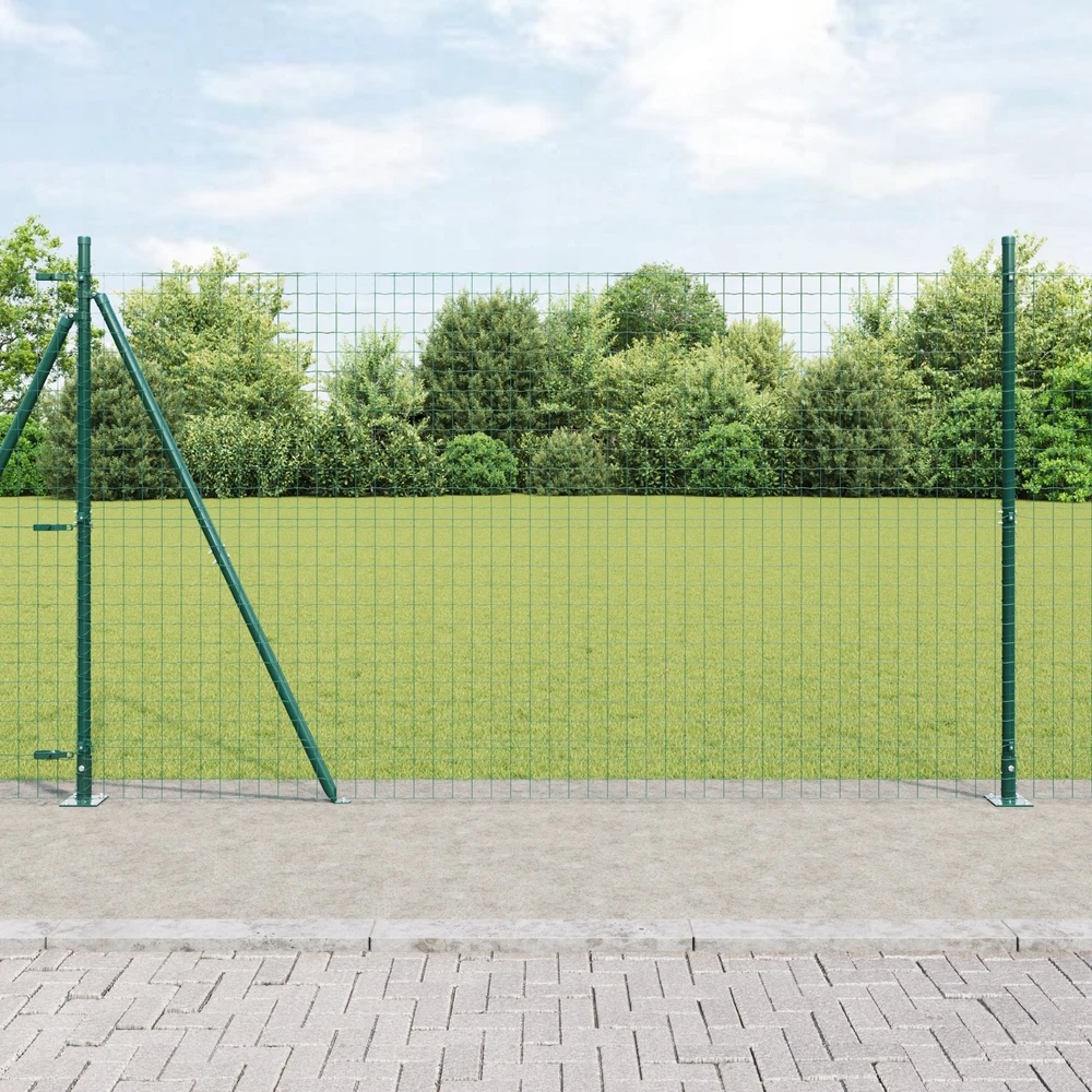 Eurų tvora su betono baze 10 x 1,5 m PVC dengtas plienas Žalia