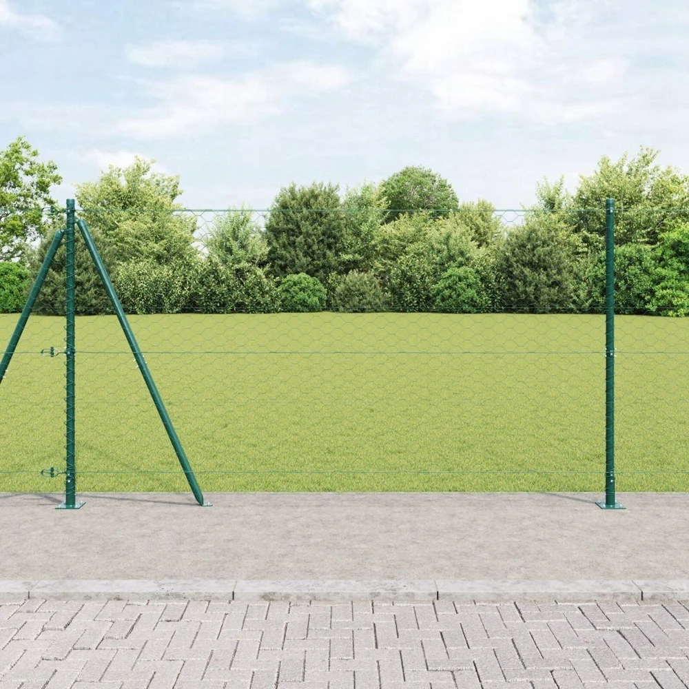 Šešiakampė tvora su betono pagrindu 100 x 1,2 m Žalia Tinklelis