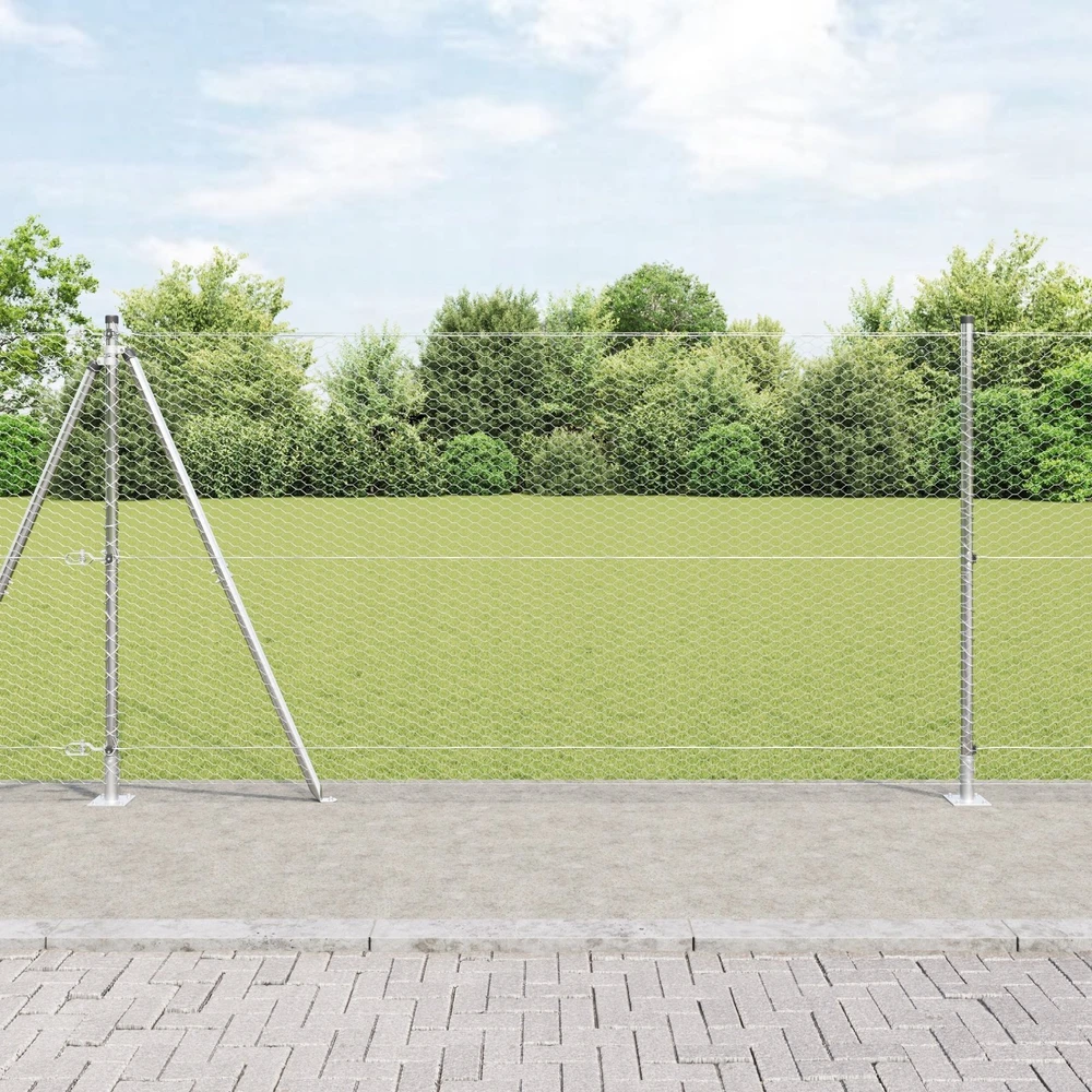 Šešiakampė tvora su betono pagrindu 100 x 1,2 m Sidabrinė