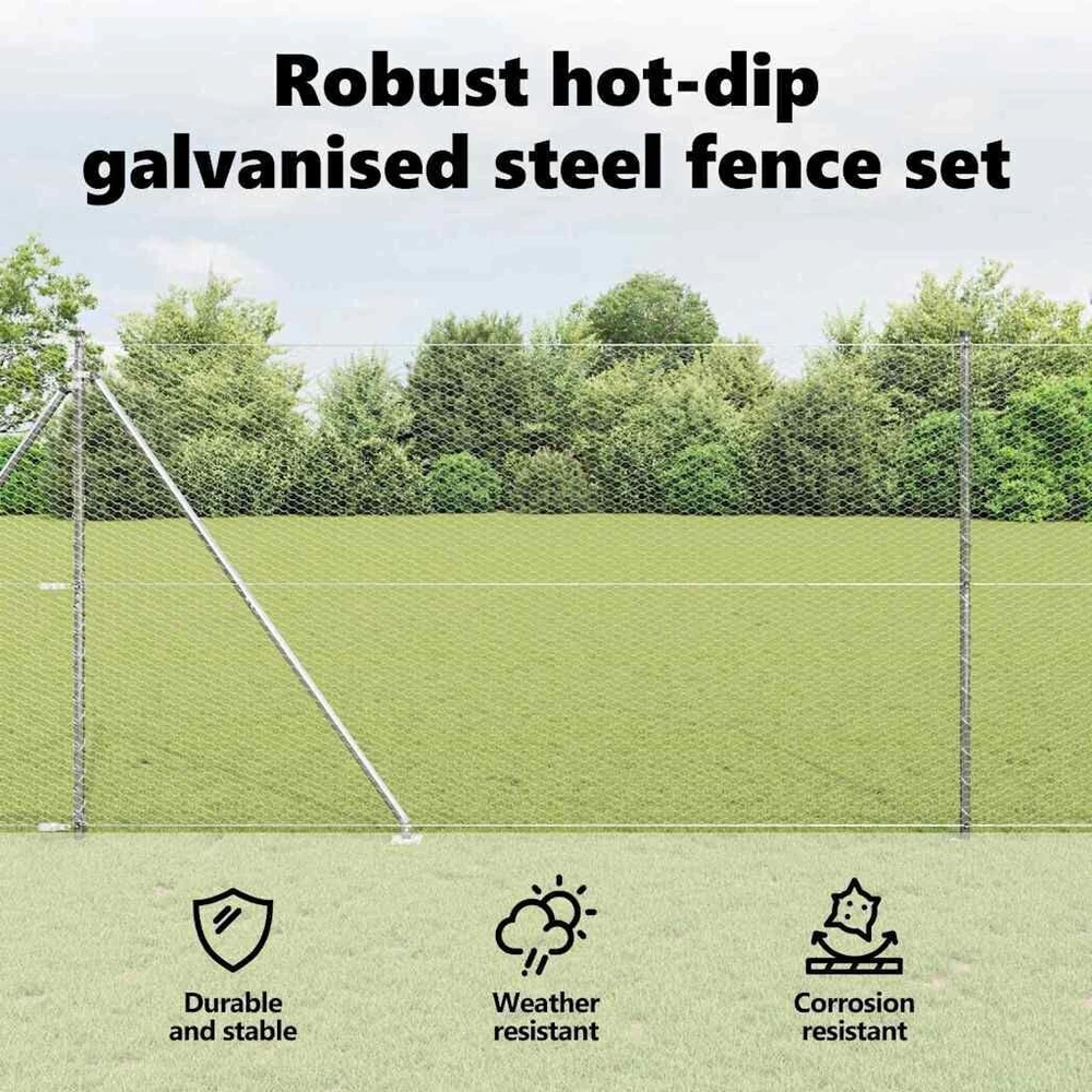 Hexagonal Fence with Post 10 x 1,6 m Galvanizuotas plienas