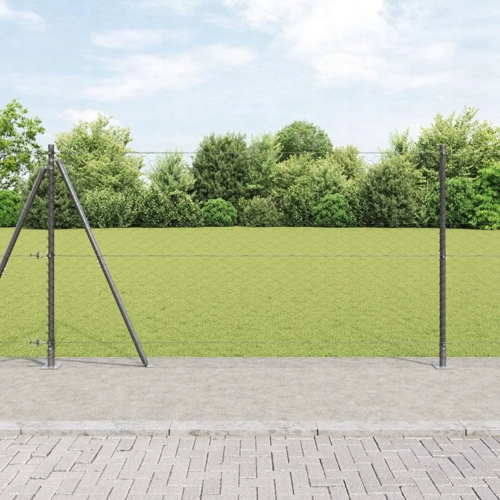 Šešiakampė tvora su betono pagrindu 100 x 1,2 m Pilka Tinklelis
