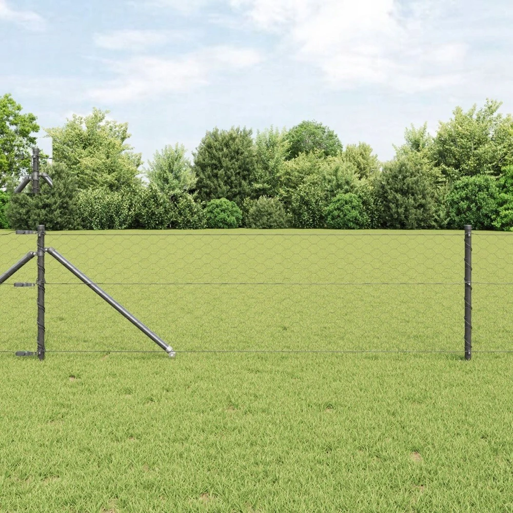 Hexagonal Fence with Post 10 x 0,6 m PVC dengtas plienas Pilka