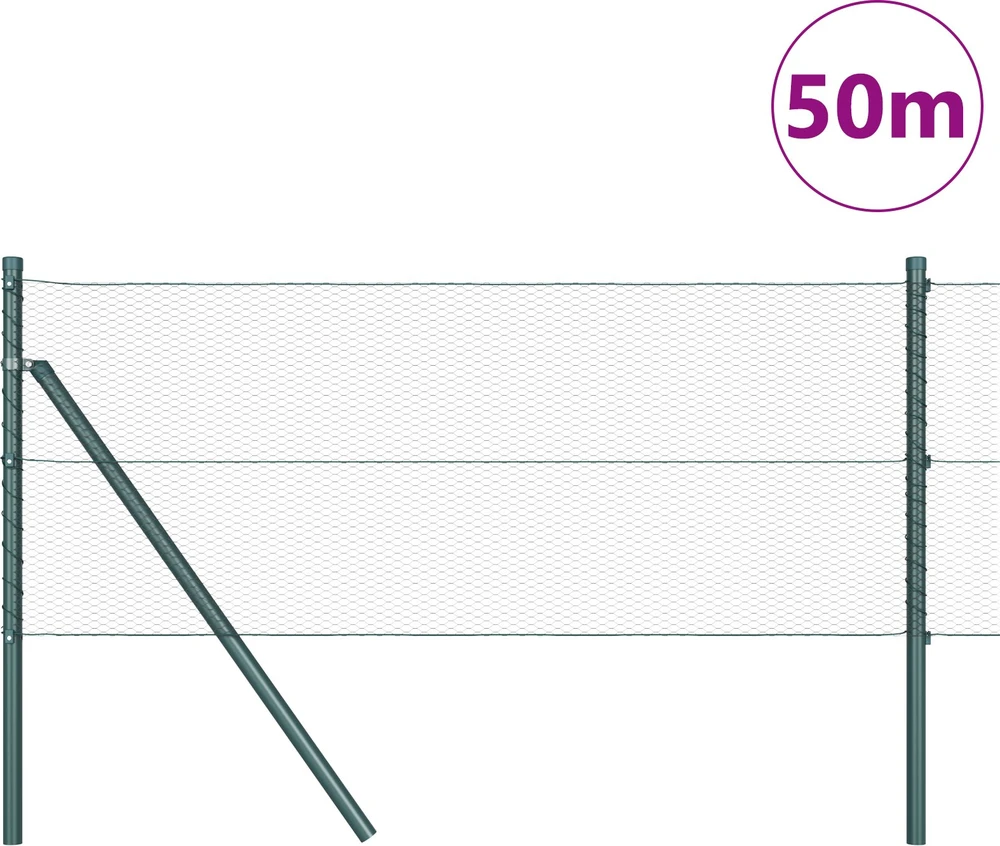 Heksagonalinė tvoros tvirtinimo sistema 50 x 0,8 m Žalia