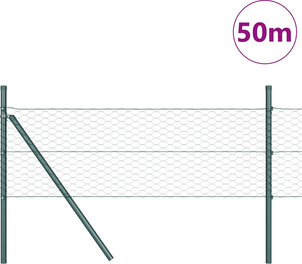 Heksagonalinė tvoros tvirtinimo sistema 50 x 0,8 m Žalia