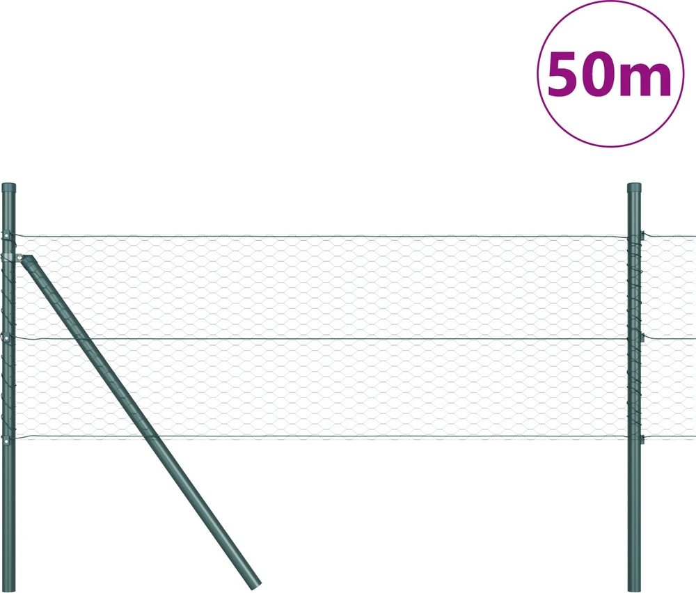 Heksagonalinė tvoros tvirtinimo sistema 50 x 0,8 m Žalia