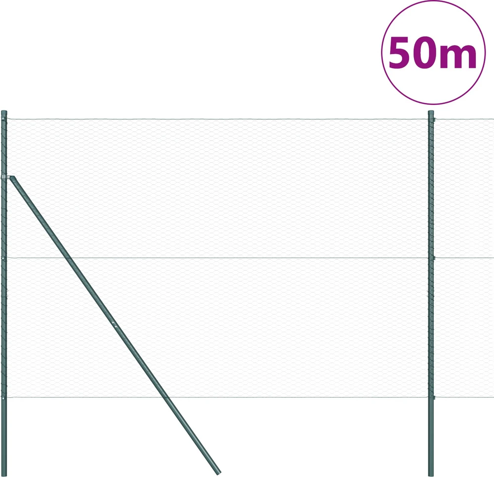 Heksagonalinė tvoros tvirtinimo sistema 50 x 1,6 m Žalia