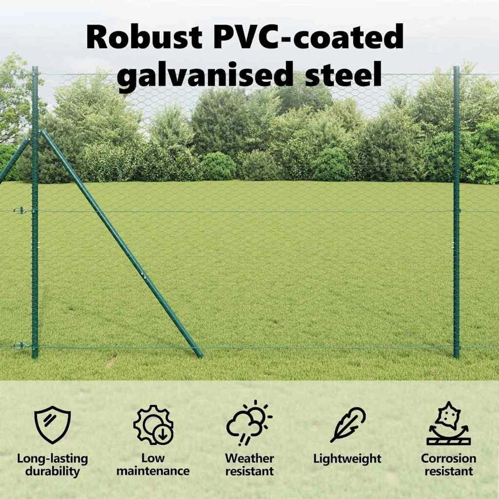 Heksagoninė tvora 1,6 x 50 m PVC Žalia