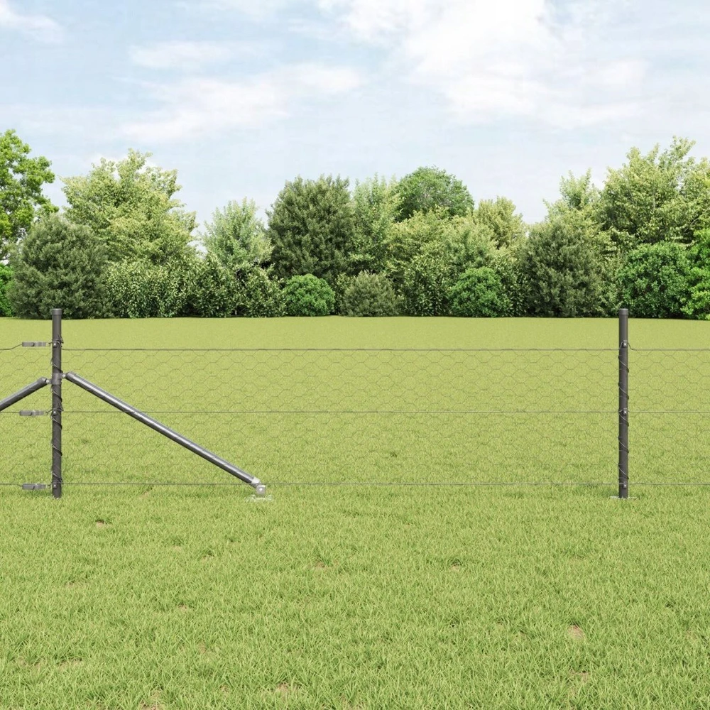 Hexagonal Fence with Post 10 x 0,4 m PVC dengtas plienas Pilka