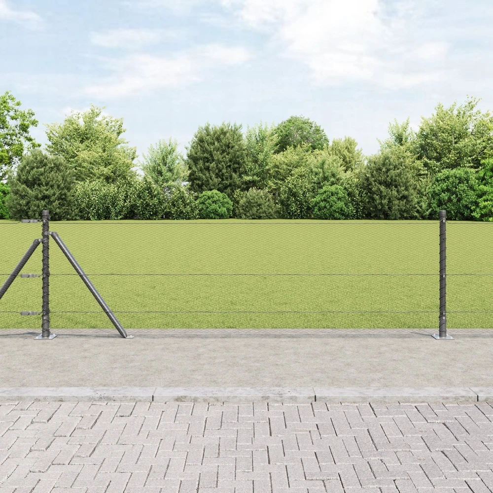 Šešiakampė tvora su betono pagrindu 100 x 0,6 m Pilka Tinklelis