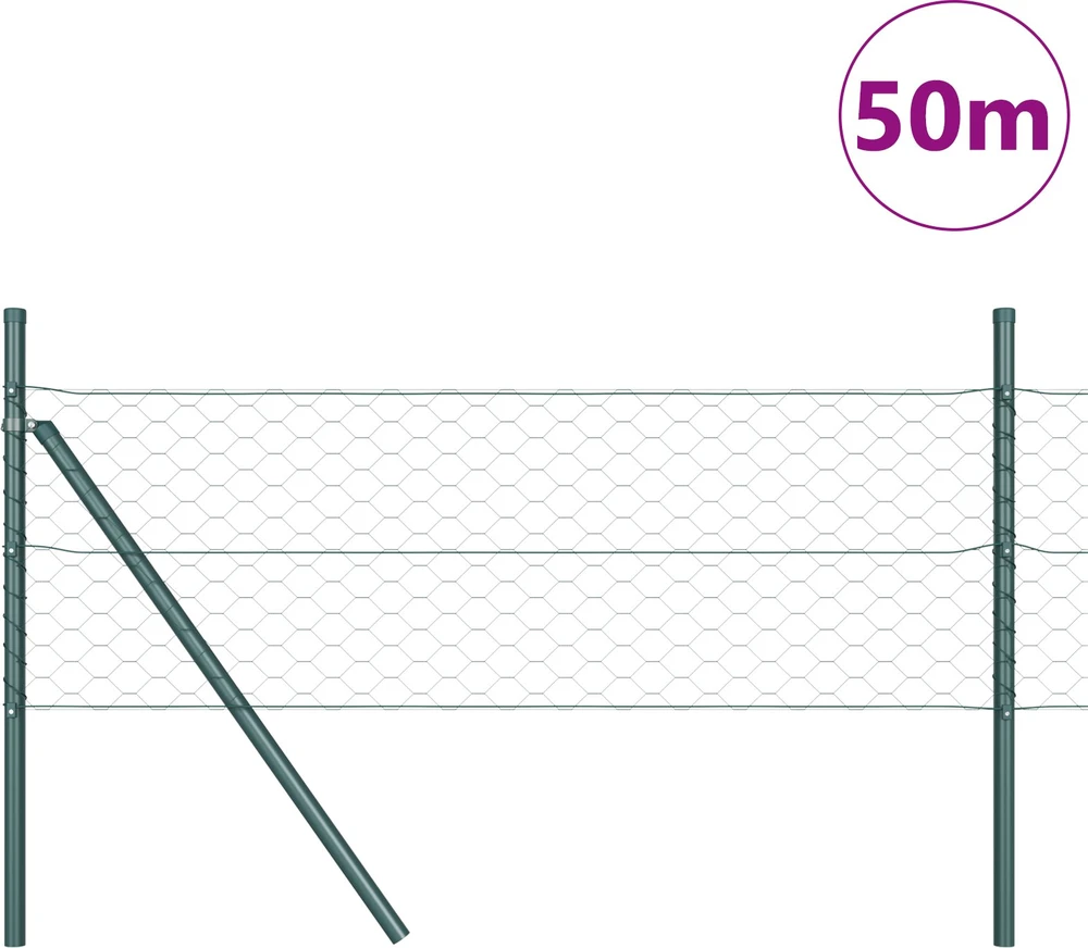 Heksagonalinė tvoros tvirtinimo sistema 50 x 0,8 m Žalia
