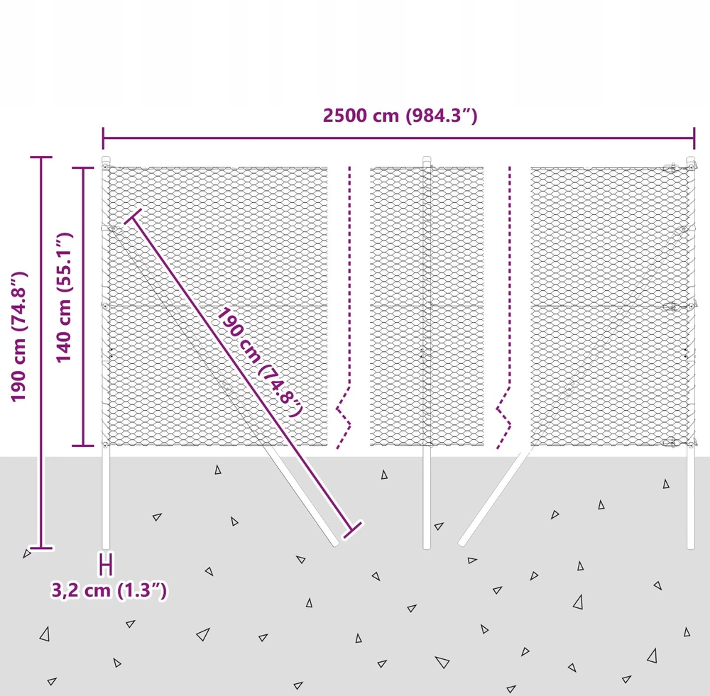 Heksagonalinė tvoros tvirtinimo sistema 25 x 1,4 m Žalia