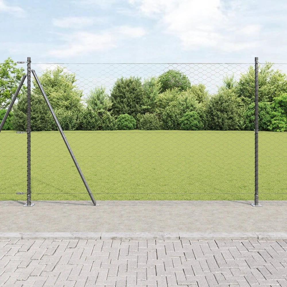 Šešiakampė tvora su betono pagrindu 100 x 1,6 m Pilka Tinklelis
