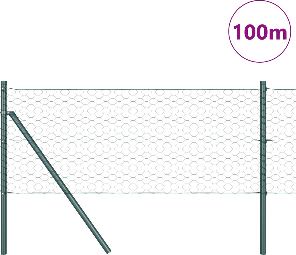Heksagonalinė tvoros tvirtinimo sistema 100 x 0,6 m Žalia