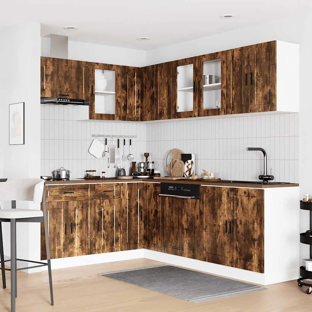 Okmed Virtuvinių spintelių komplektas, 11 dalių, Porto, dūminio