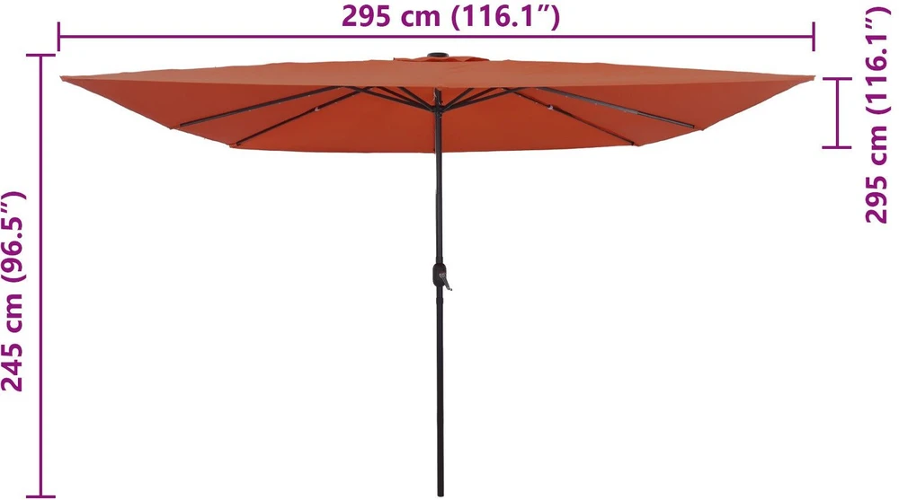 Sodo skėtis Terakotos 295 x 295 x 245 cm Poliesteris ir plienas