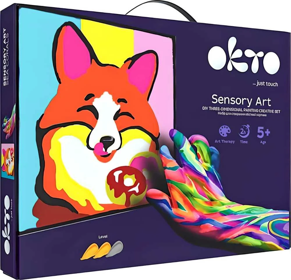 Kūrybinio meninio lapės paveikslo rinkinys, plastilinas, putplasčio virvė, OKTO