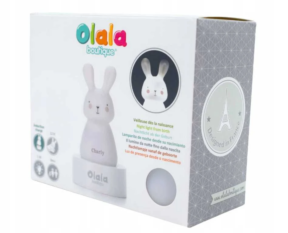 Olala Boutique Olala LED naktinė lempa - Kiškis Charly, rožinė
