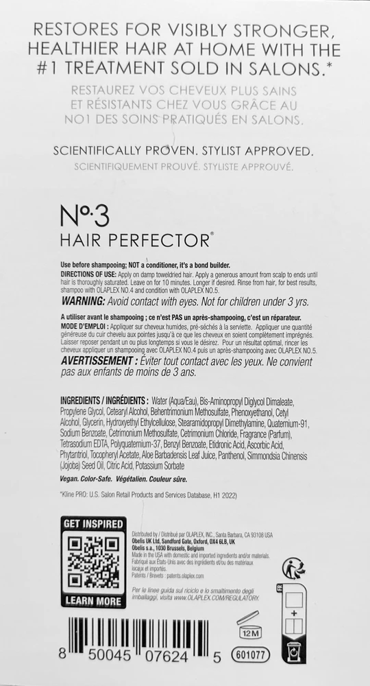 Olaplex No.3 Plaukų perfekcionatorius Plaukų kremas, atkuriantis ir stiprinantis, 20 ml