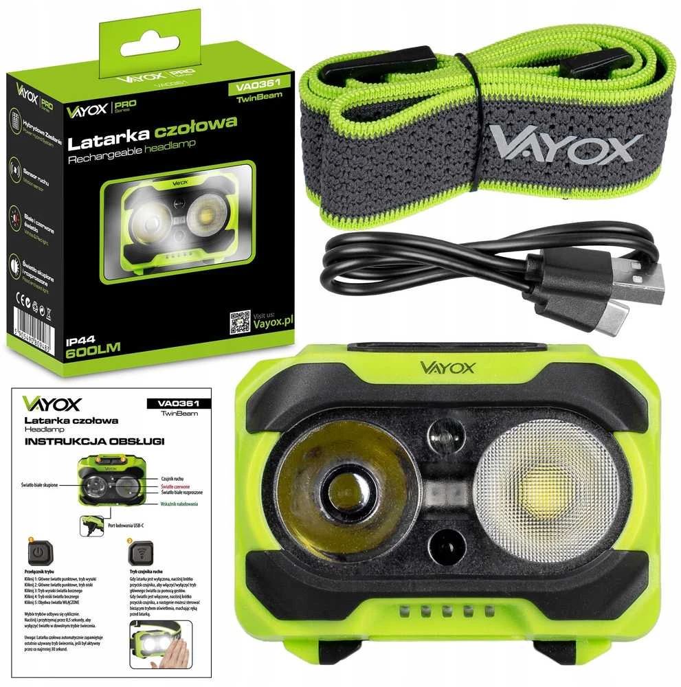 Priekinis žibintas 600lm IP44 TwinBeam Pro serijos VA0361 Vayox