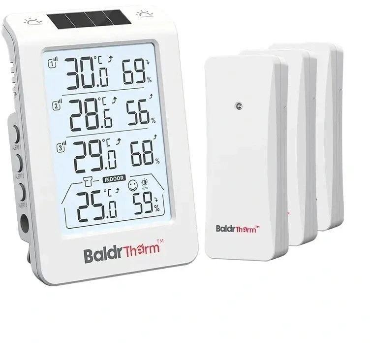 „Rainpoint BALDRTHERM B0598“ 3 kanalų termohigrometras su automatiniu foniniu apšvietimu