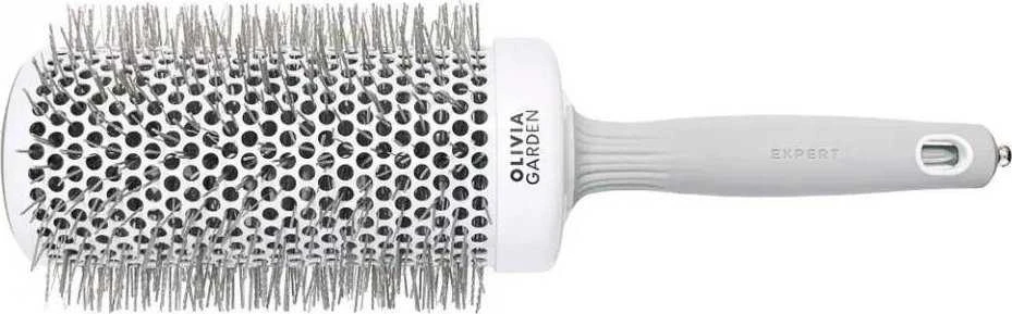 Olivia Garden Expert Blowout Speed Round Banguoti šereliai Baltas & Pilkas 65 mm