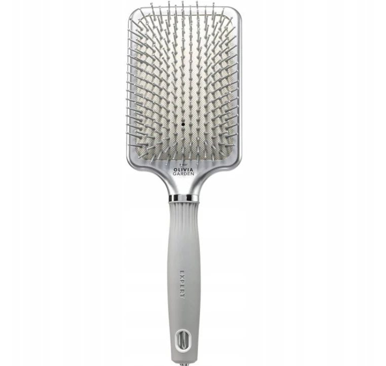 Olivia Garden Expert Care Rectangular prostokątna szczotka su nylonowym włosiem Sidabrinis L