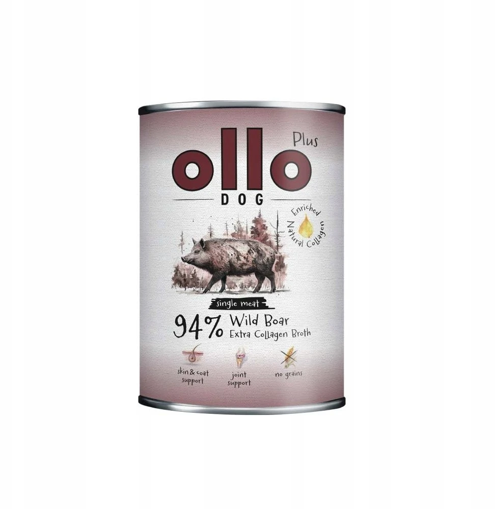 OLLO Plus Collagen Wild boar – drėgnas ėdalas šunims – 400g