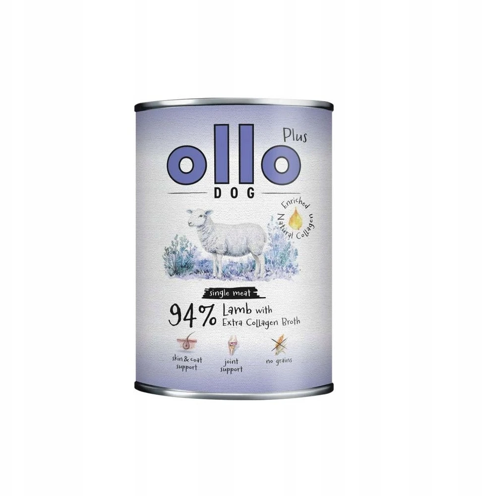 OLLO Plus Collagen ėriena – drėgnas ėdalas šunims – 400g
