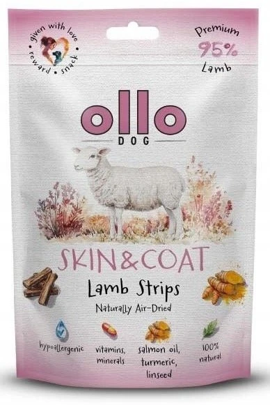 Šunų Priedas - OLLO Džiovintos Avienos Juostelės 80g Hipoalerginės Be Grūdų