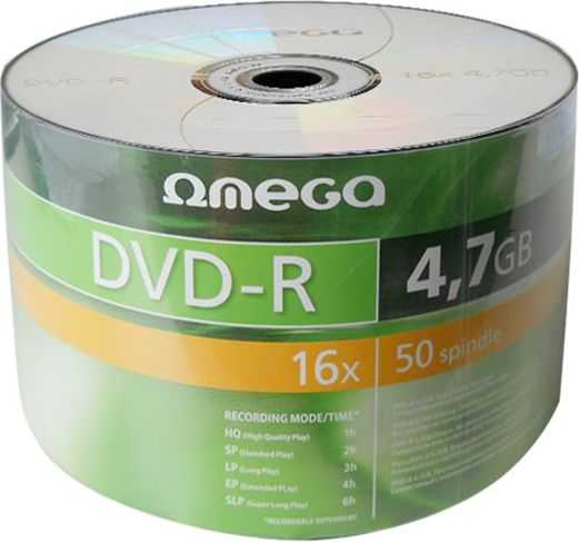 Omega DVD-R 4.7GB, 16x, DVD kompaktinių diskų rietuvė, 50 vnt