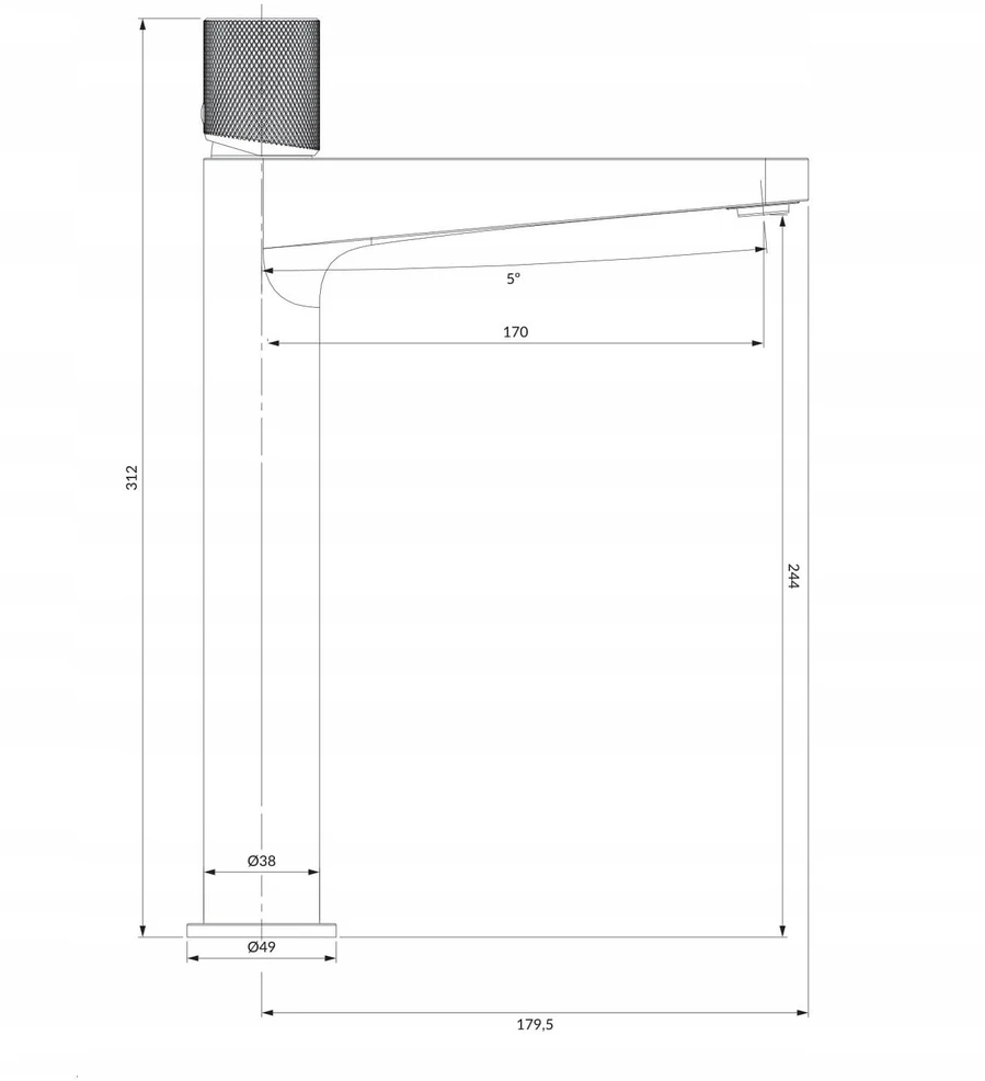Omnires OMNIRES CT8012CPB CONTOUR praustuvo maišytuvas, aukštas, šepečiuota varinė spalva