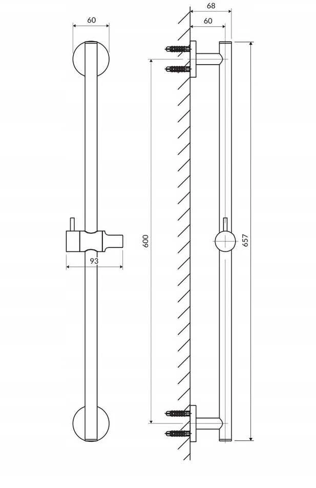 Omnires DRĄŻEK PRYSZNICOWY 66 CM Auksinė