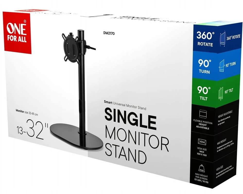 Laikiklis Stalo stovas One For All DM2170 monitoriui 13"-23", 10kg, VESA 75x75-100x100, juodas