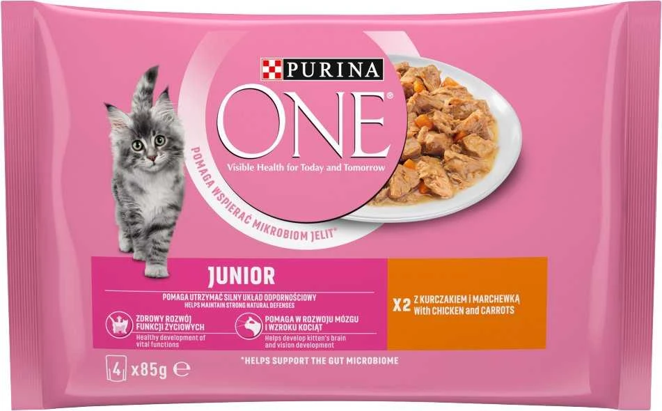 Šlapias kačių maistas ONE, vištiena, 4 × 85 g