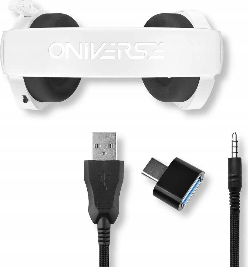 Oniverse žaidimų ausinės „Meteor“ – šerkšno baltumo