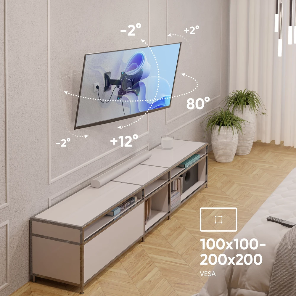 TV PRIEDŲ SIENINIS LAIKIKLIS / 17-43" / Juodas NP24-B ONKRON