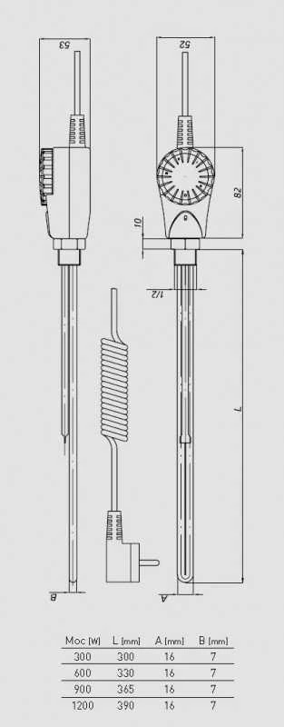 Onnline Elektrinis kaitintuvas 1/2'' 900W GRBT su termostatu - W-034