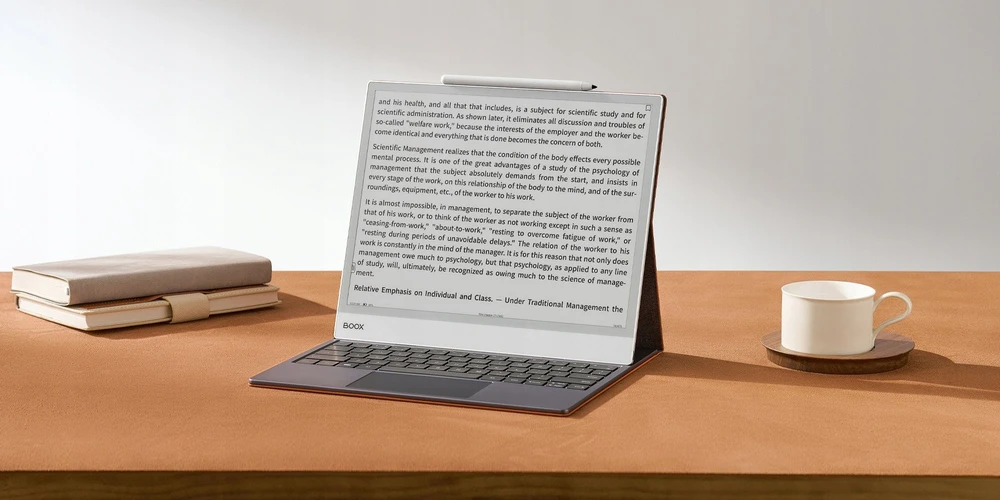 Onyx Boox Note Max / Tab X C magnetinis dėklas su klaviatūra, rudas