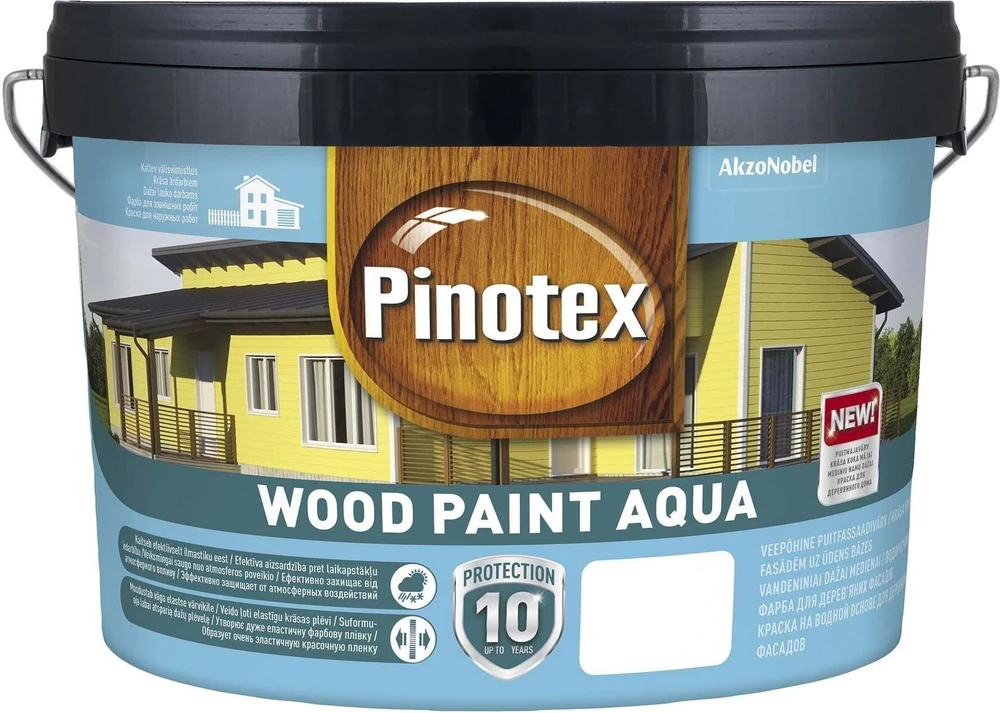 Medinių fasadų dažai PINOTEX WOOD PAINT AQUA, tamsiai rudos sp., 9 l