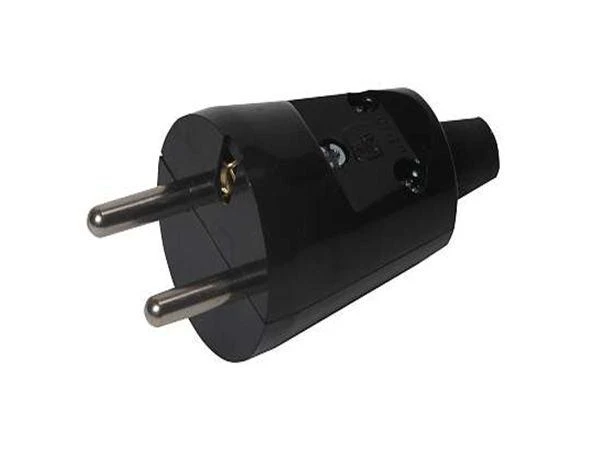 2285# Oem Tiesus kištukas WT-30 - į lizdą su įžeminimu - juodas