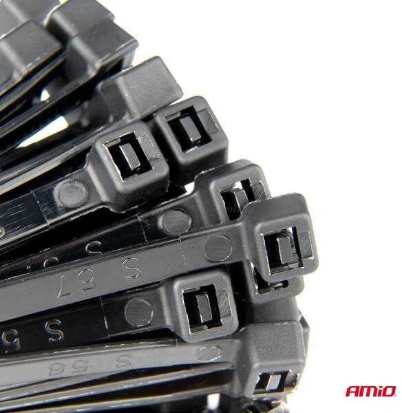 Juodi ilgi plastikiniai kabelių raiščiai, 60 vnt. amio-04315