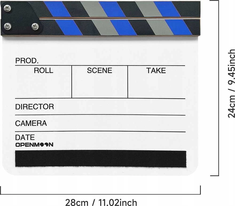 Openmoon Prof Kino filmavimo studijos klapė filmavimui balta flomasteriams + 68x žymekliai magnetukai / Tpb04