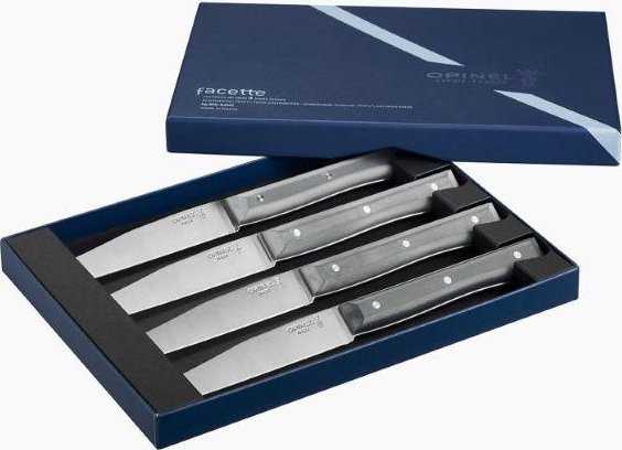 Opinel stalo peilių rinkinys Facette, 4 vnt., skalūno spalvos