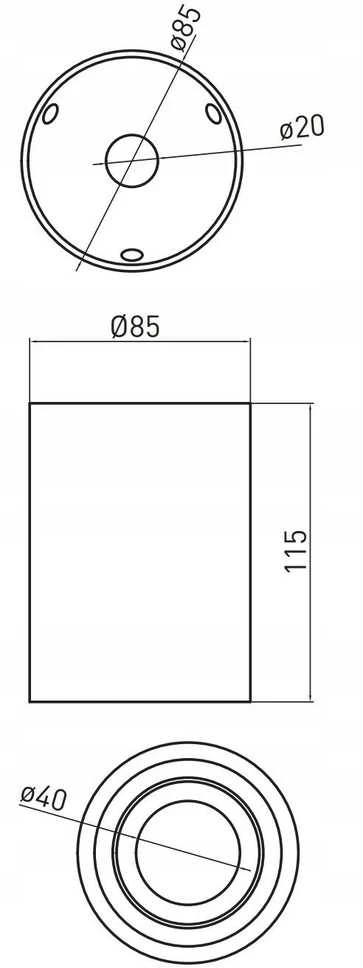 GTV SENSA AQUA lubinis šviestuvas, aliuminis, 85x115, IP54, maks. 50 W, apvalus, juodas