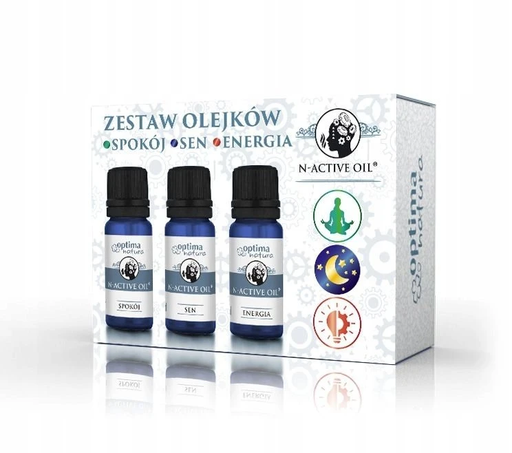 Optima Natura N-Active Oil komplektas olejków eterycznych Spokój + Sen + Energia 3x10ml