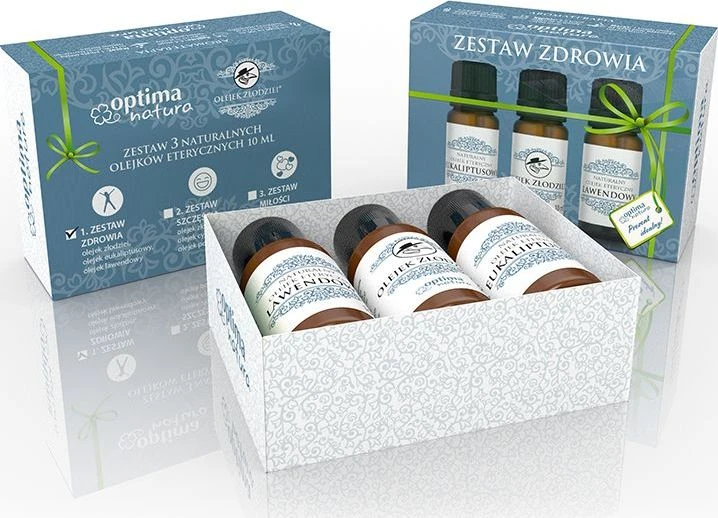 Optima Natura Health Set eterinių aliejų rinkinys Eterinis aliejus 10ml + Levandų eterinis aliejus 10ml + Eukalipto eterinis aliejus 10ml